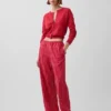 Bequeme Hose mit weitem Bein aus Leinenmischung