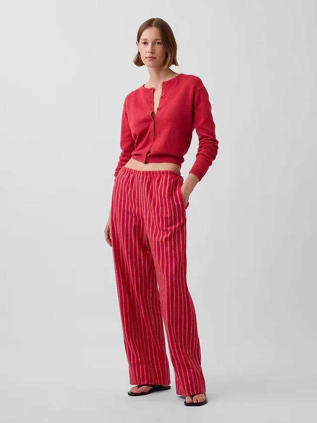 Bequeme Hose mit weitem Bein aus Leinenmischung