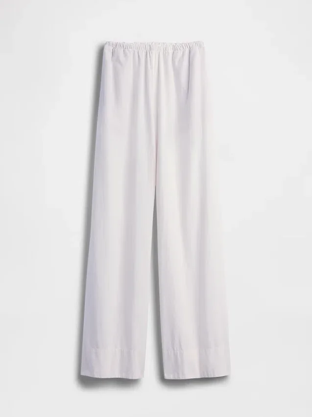 Bequeme Hose mit weitem Bein aus Leinenmischung