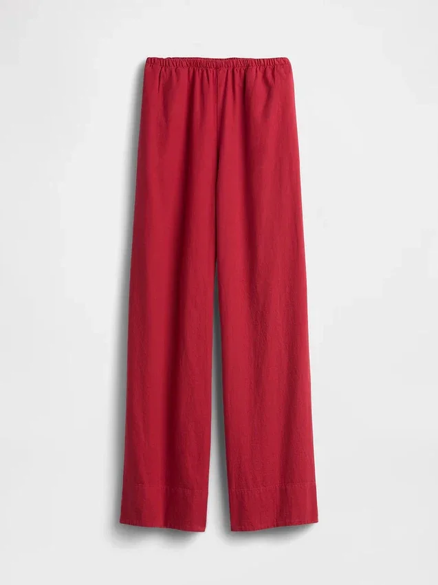 Bequeme Hose mit weitem Bein aus Leinenmischung