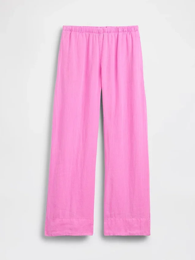 Bequeme Hose mit weitem Bein aus Leinenmischung