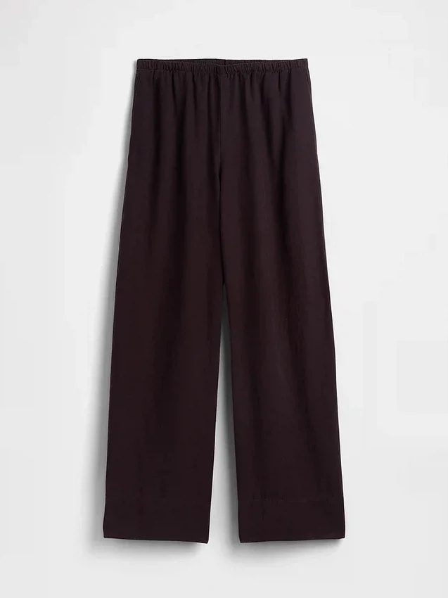 Bequeme Hose mit weitem Bein aus Leinenmischung