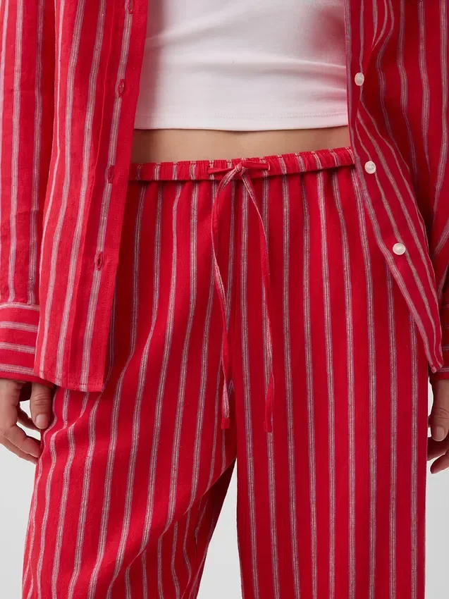 Bequeme Hose mit weitem Bein aus Leinenmischung