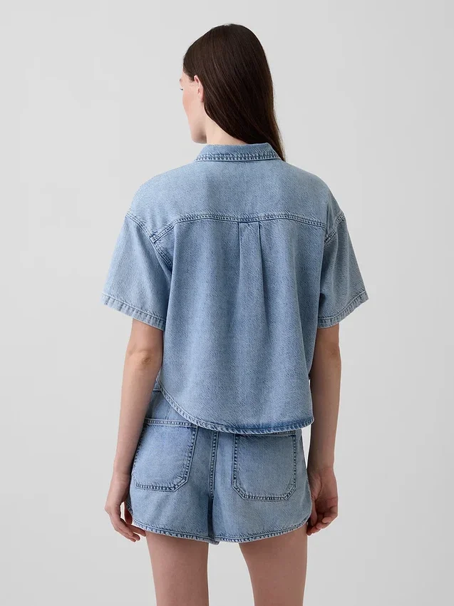 Übergroßes Camp-Hemd aus ultraweichem Denim