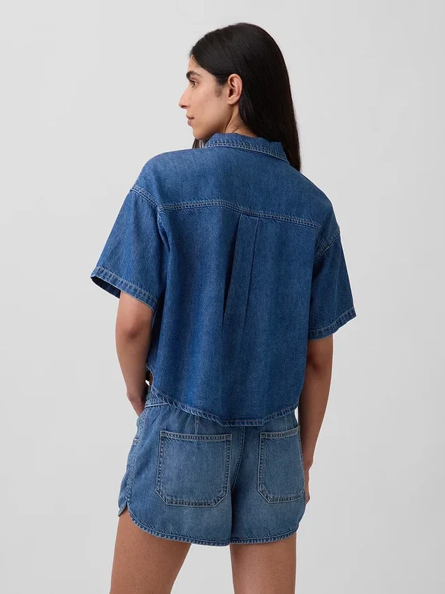Übergroßes Camp-Hemd aus ultraweichem Denim