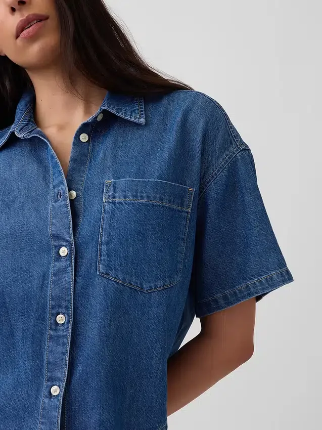 Übergroßes Camp-Hemd aus ultraweichem Denim