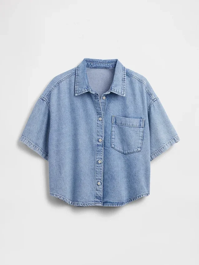 Übergroßes Camp-Hemd aus ultraweichem Denim