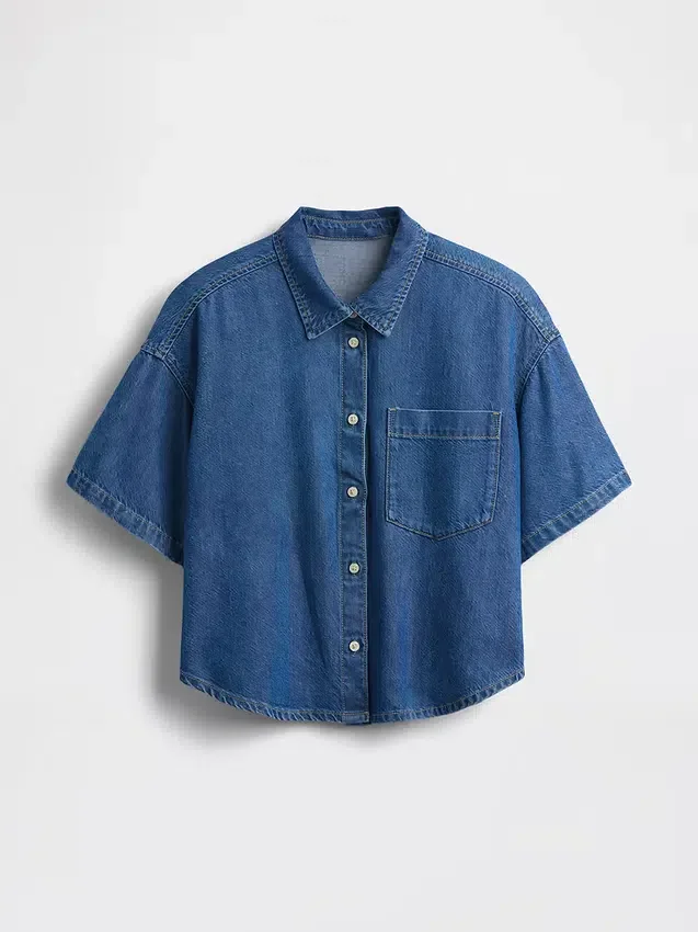 Übergroßes Camp-Hemd aus ultraweichem Denim