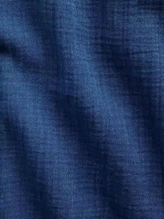 Übergroßes, kragenloses Hemd aus Baumwollgaze-Denim