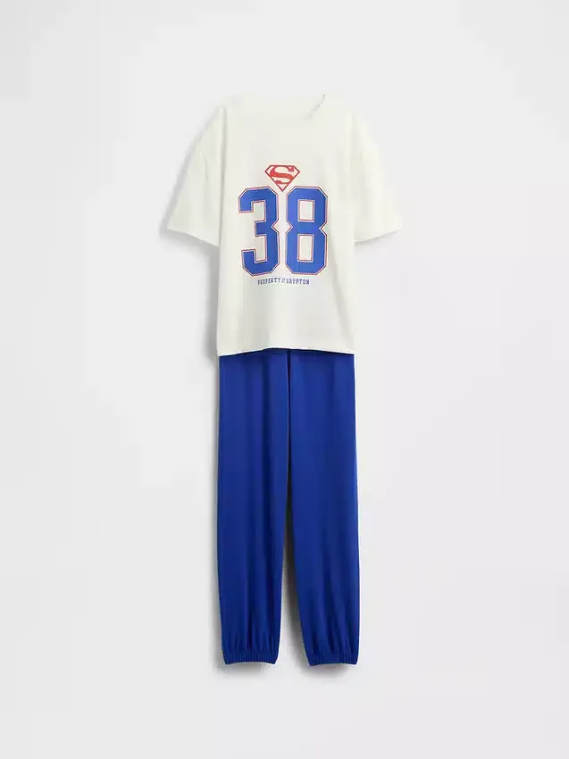 Übergroßes Pyjama-Jogginghosen-Set „Superman“ für Kinder aus recyceltem Material