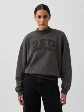 Übergroßes Sweatshirt mit Stehkragen aus schwerem French-Terry
