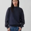 Übergroßes Sweatshirt mit Stehkragen aus schwerem French-Terry