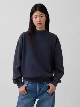 Übergroßes Sweatshirt mit Stehkragen aus schwerem French-Terry