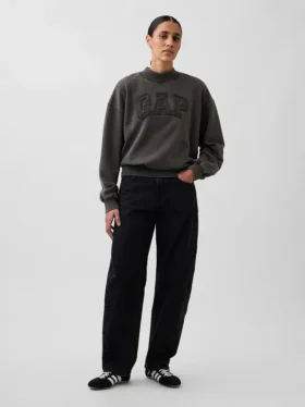 Übergroßes Sweatshirt mit Stehkragen aus schwerem French-Terry