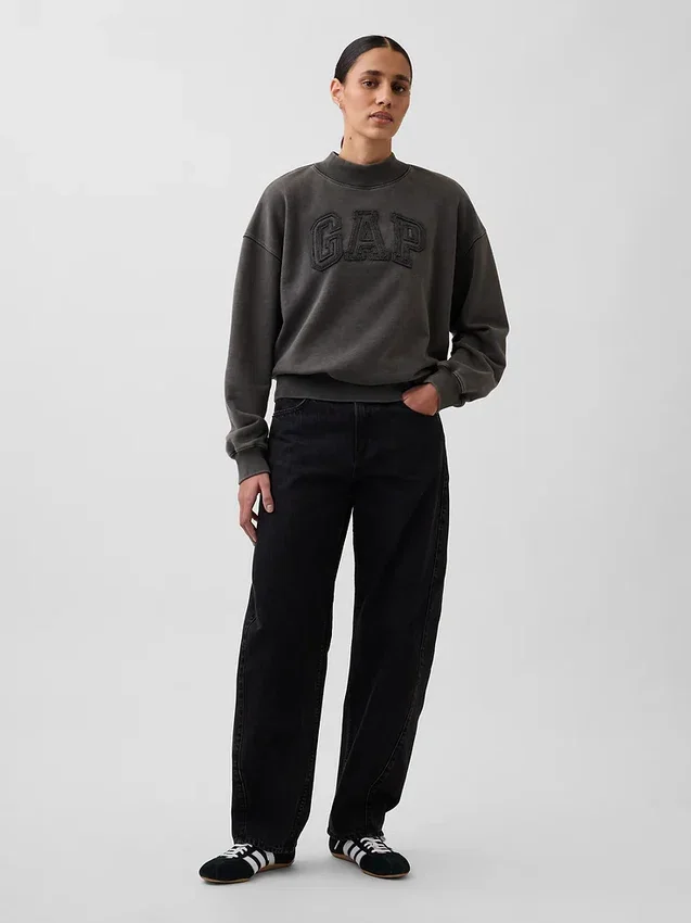 Übergroßes Sweatshirt mit Stehkragen aus schwerem French-Terry