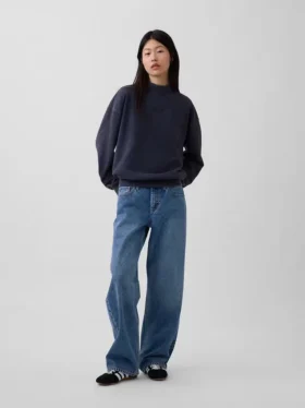 Übergroßes Sweatshirt mit Stehkragen aus schwerem French-Terry