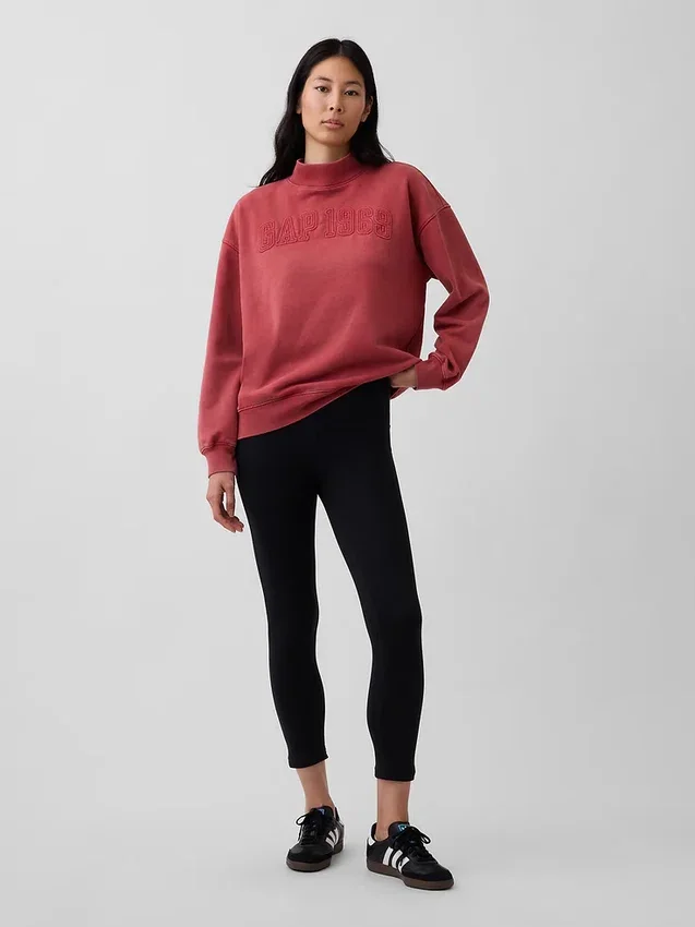 Übergroßes Sweatshirt mit Stehkragen aus schwerem French-Terry