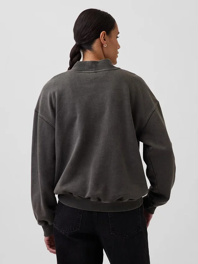 Übergroßes Sweatshirt mit Stehkragen aus schwerem French-Terry