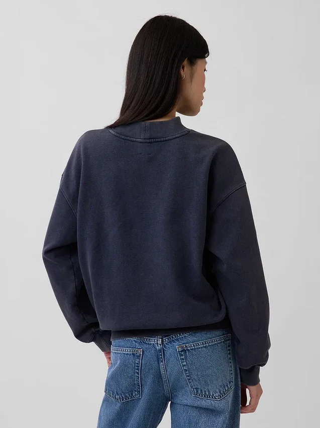 Übergroßes Sweatshirt mit Stehkragen aus schwerem French-Terry