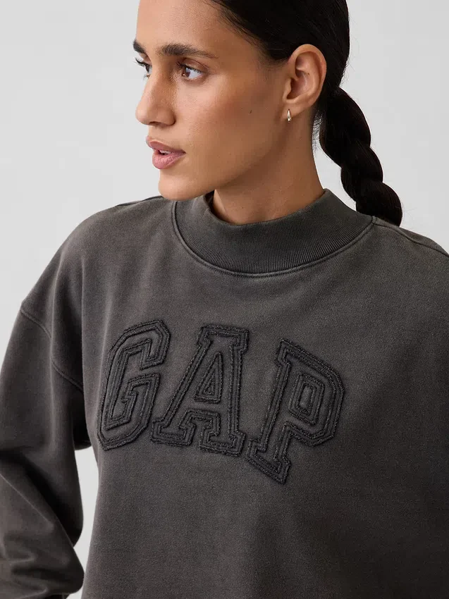 Übergroßes Sweatshirt mit Stehkragen aus schwerem French-Terry