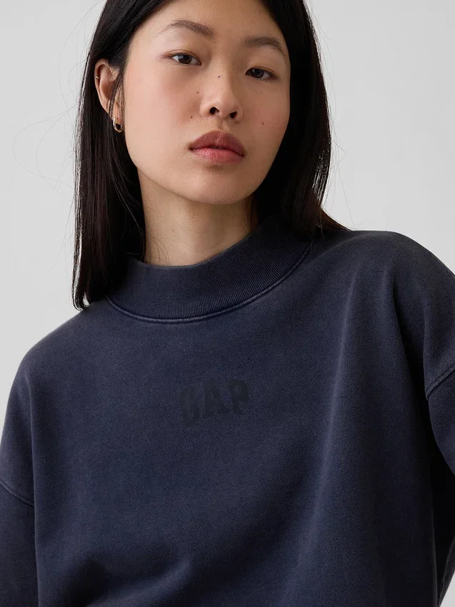 Übergroßes Sweatshirt mit Stehkragen aus schwerem French-Terry