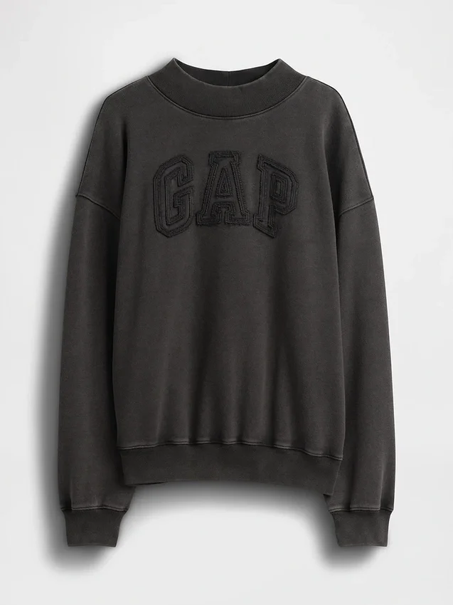 Übergroßes Sweatshirt mit Stehkragen aus schwerem French-Terry