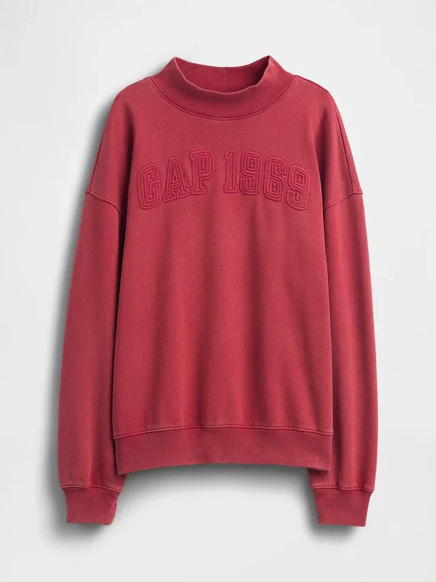 Übergroßes Sweatshirt mit Stehkragen aus schwerem French-Terry