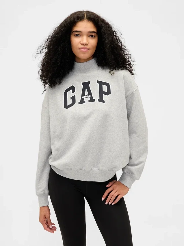 Übergroßes Sweatshirt mit Stehkragen und Logo aus schwerem French-Terry-Stoff