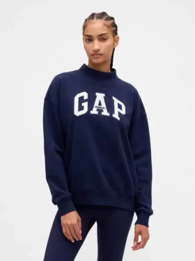 Übergroßes Sweatshirt mit Stehkragen und Logo aus schwerem French-Terry-Stoff