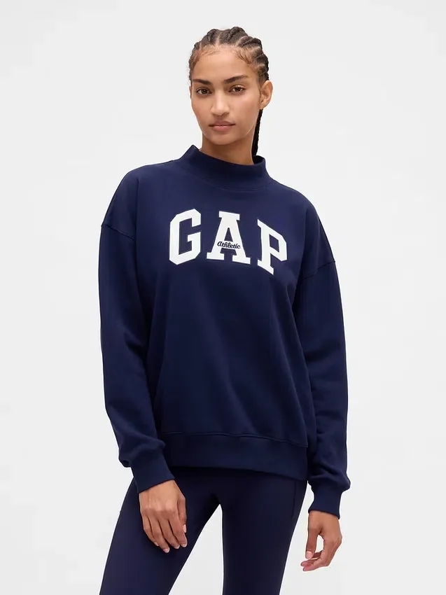 Übergroßes Sweatshirt mit Stehkragen und Logo aus schwerem French-Terry-Stoff