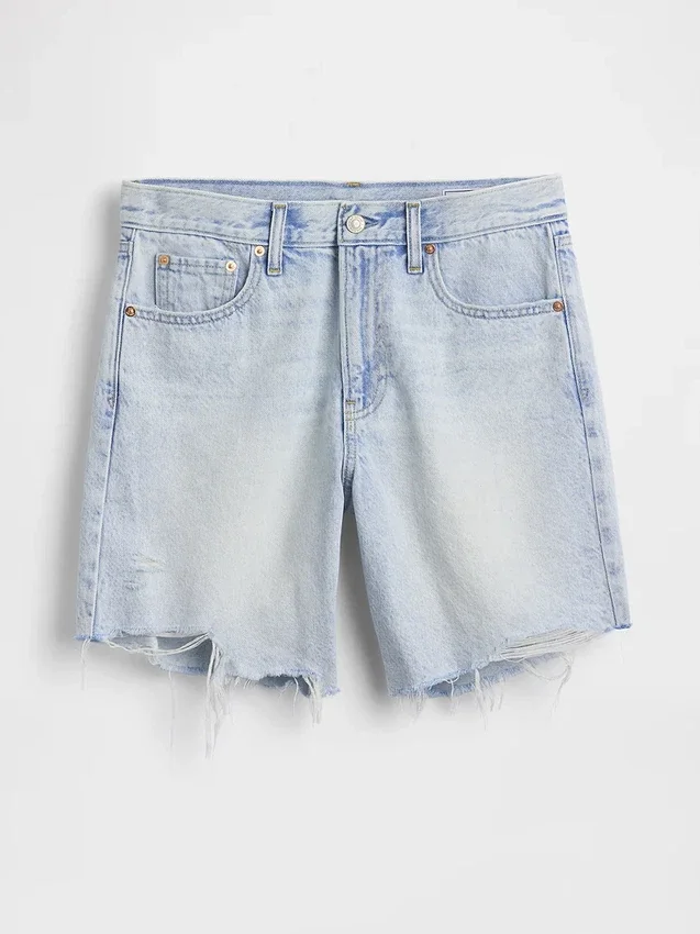 Bermuda-Shorts aus Denim mit mittlerer Leibhöhe und lockerer Passform