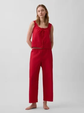 Bestickte Pyjamahose als Hose