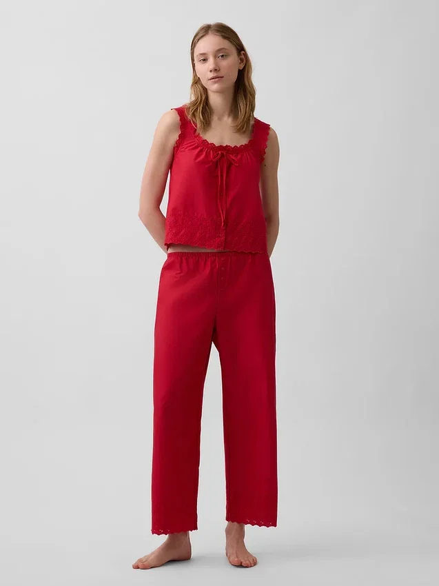 Bestickte Pyjamahose als Hose