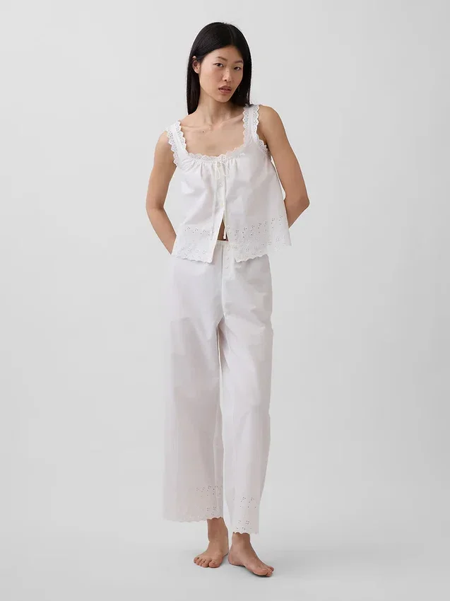 Bestickte Pyjamahose als Hose