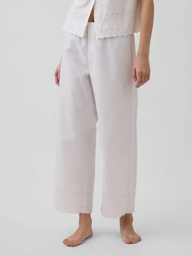Bestickte Pyjamahose als Hose