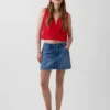 Besticktes, kurz geschnittenes Tanktop aus Leinenmischung