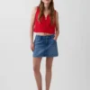 Besticktes, kurz geschnittenes Tanktop aus Leinenmischung