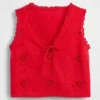 Besticktes, kurz geschnittenes Tanktop aus Leinenmischung