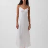 Besticktes Midikleid aus Leinenmischung