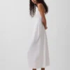 Besticktes Midikleid aus Leinenmischung