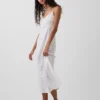 Besticktes Midikleid aus Leinenmischung