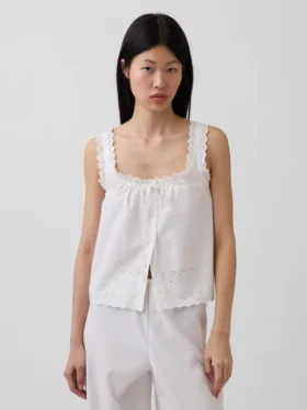Besticktes Pyjama-Tanktop