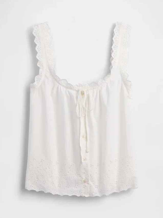 Besticktes Pyjama-Tanktop
