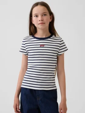 Besticktes Ripp-T-Shirt für Kinder