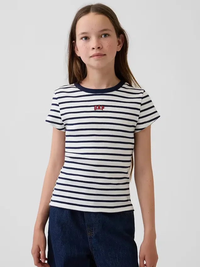 Besticktes Ripp-T-Shirt für Kinder