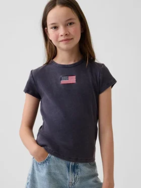 Besticktes Ripp-T-Shirt für Kinder