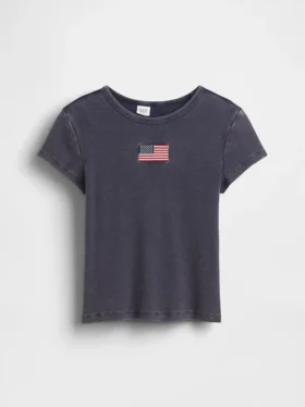 Besticktes Ripp-T-Shirt für Kinder