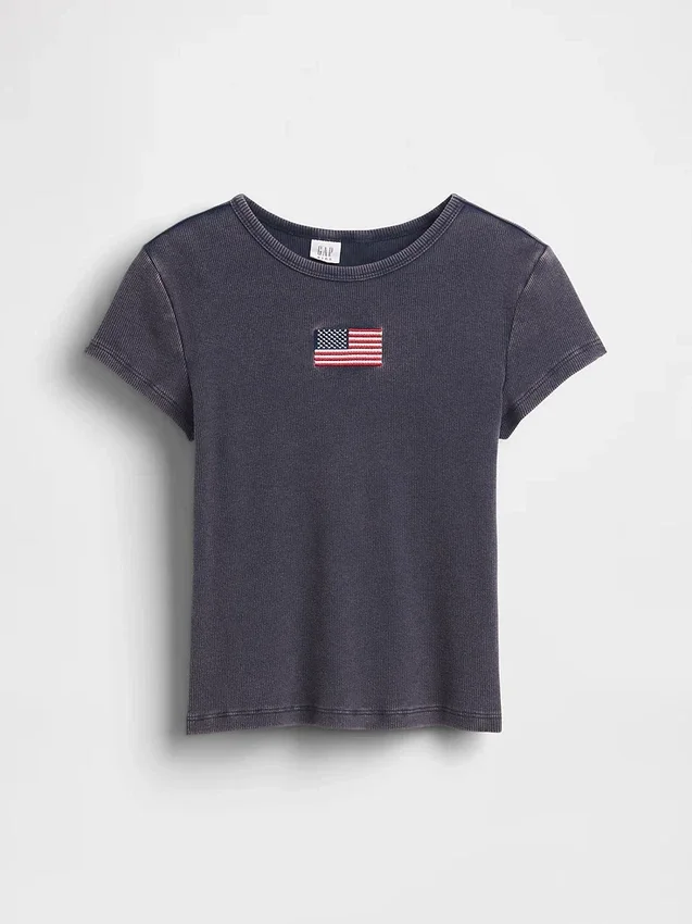 Besticktes Ripp-T-Shirt für Kinder