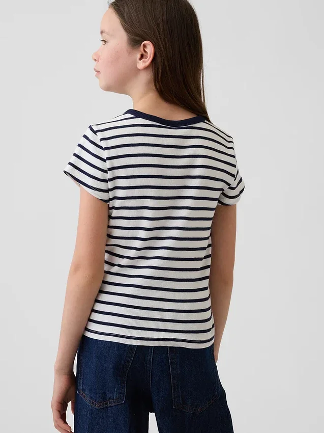 Besticktes Ripp-T-Shirt für Kinder