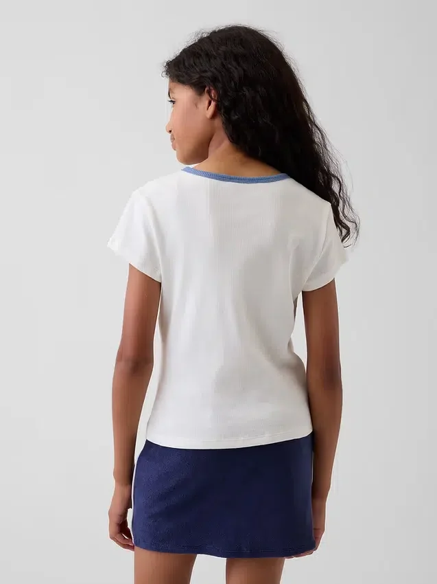 Besticktes Ripp-T-Shirt für Kinder